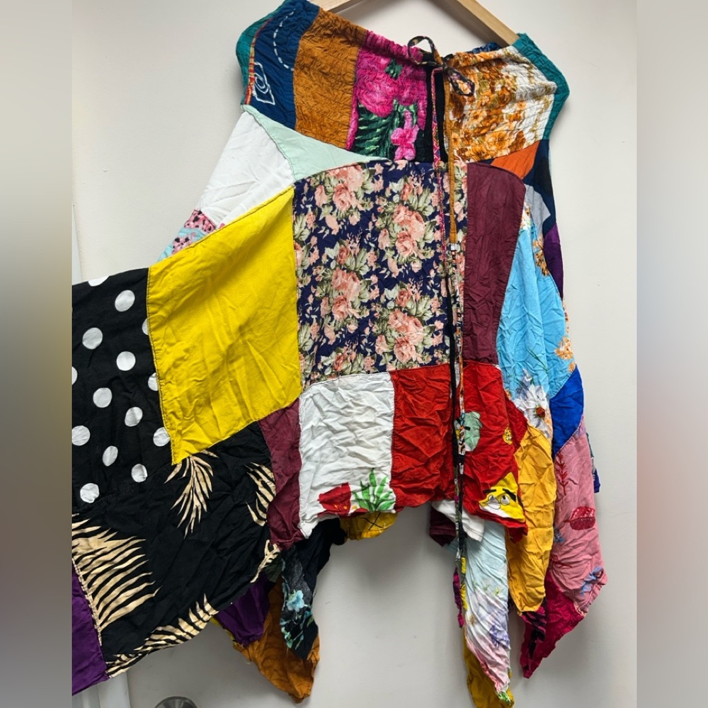 Unique Boho Patchwork Handkerchief Skirt Colorful… - image 1